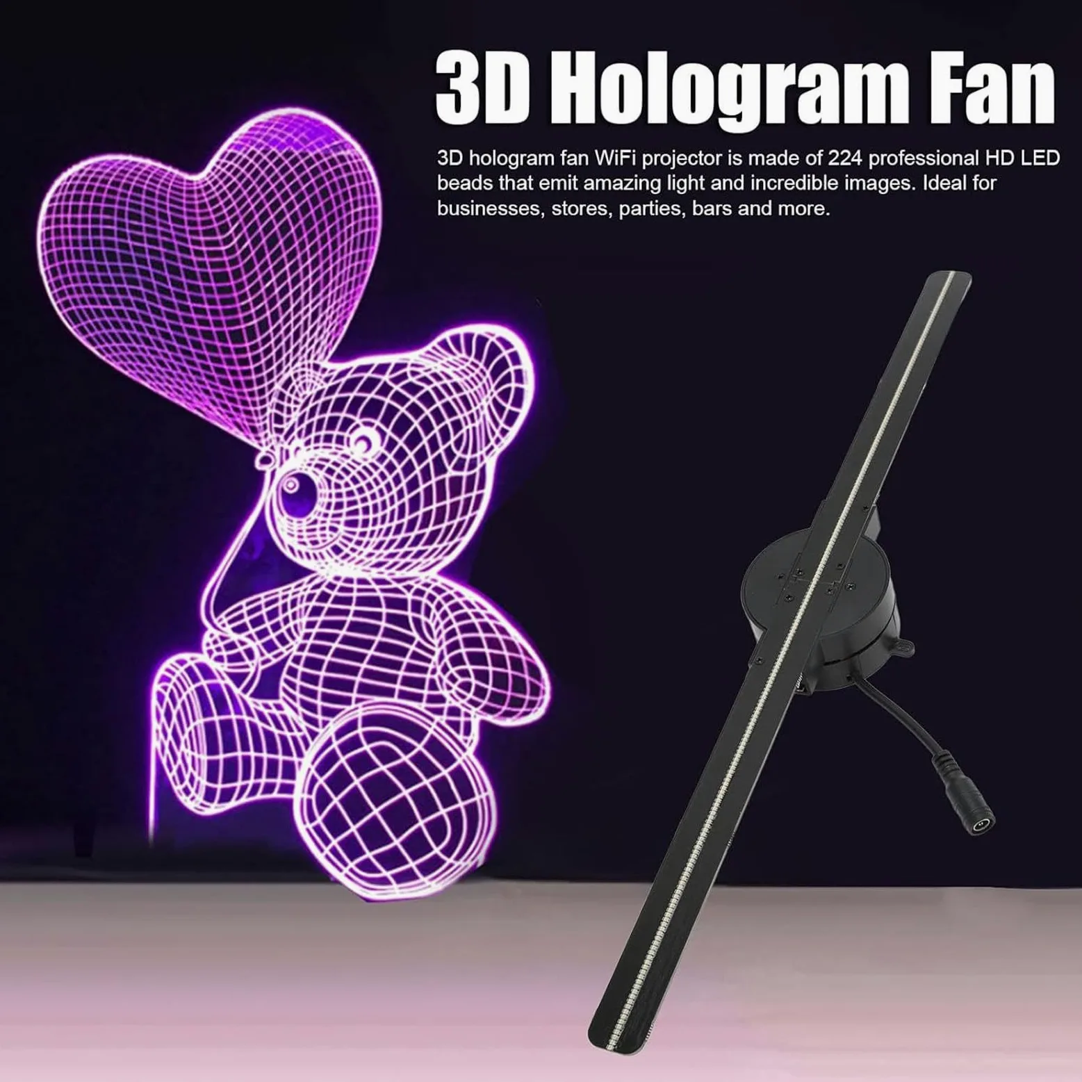 Ventilatore Olografico, Proiettore LED Da 16,5 Pollici, Albero Di Natale, Display Pubblicitario Per Negozi, Bar, Natale, Halloween