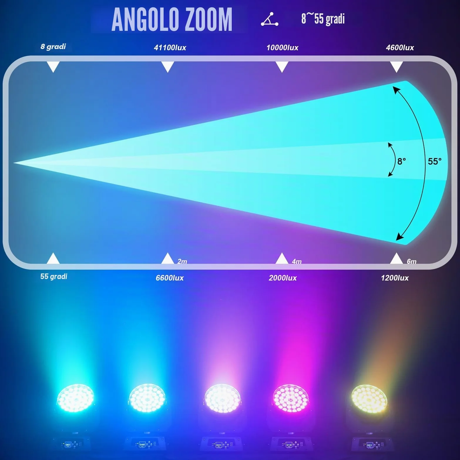 2PCS 36X10W Teste Mobili DMX512 RGBW 4 in 1 Zoom Beam Wash Effetto Luci Discoteca lluminazione palcoscenico per Professionali DJ Natale Feste Club Concerti