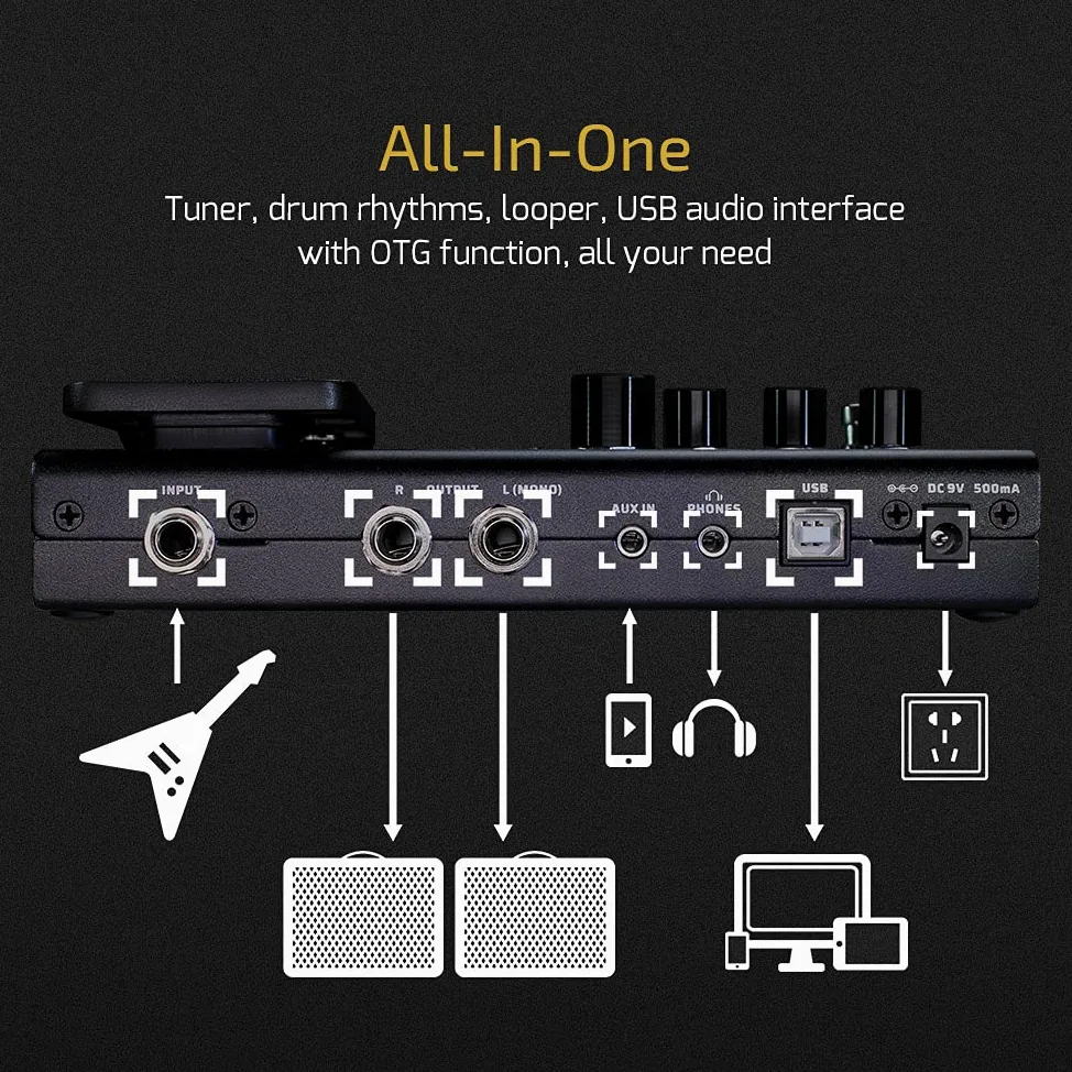 Valeton Multi Effetti Pedale Chitarra Processore con Espressione 140 effetti integrati 198 preset Modellazione di amplificatori Looper Presa IR OTG da fornitori di terze parti per live streaming