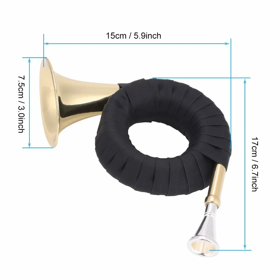 Aramox Mini Corno in Ottone, Strumento Musicale Professionale Dal Design Accattivante e Lavorazione Squisita, Comoda Impugnatura in PU, per Amanti e Studenti di Musica