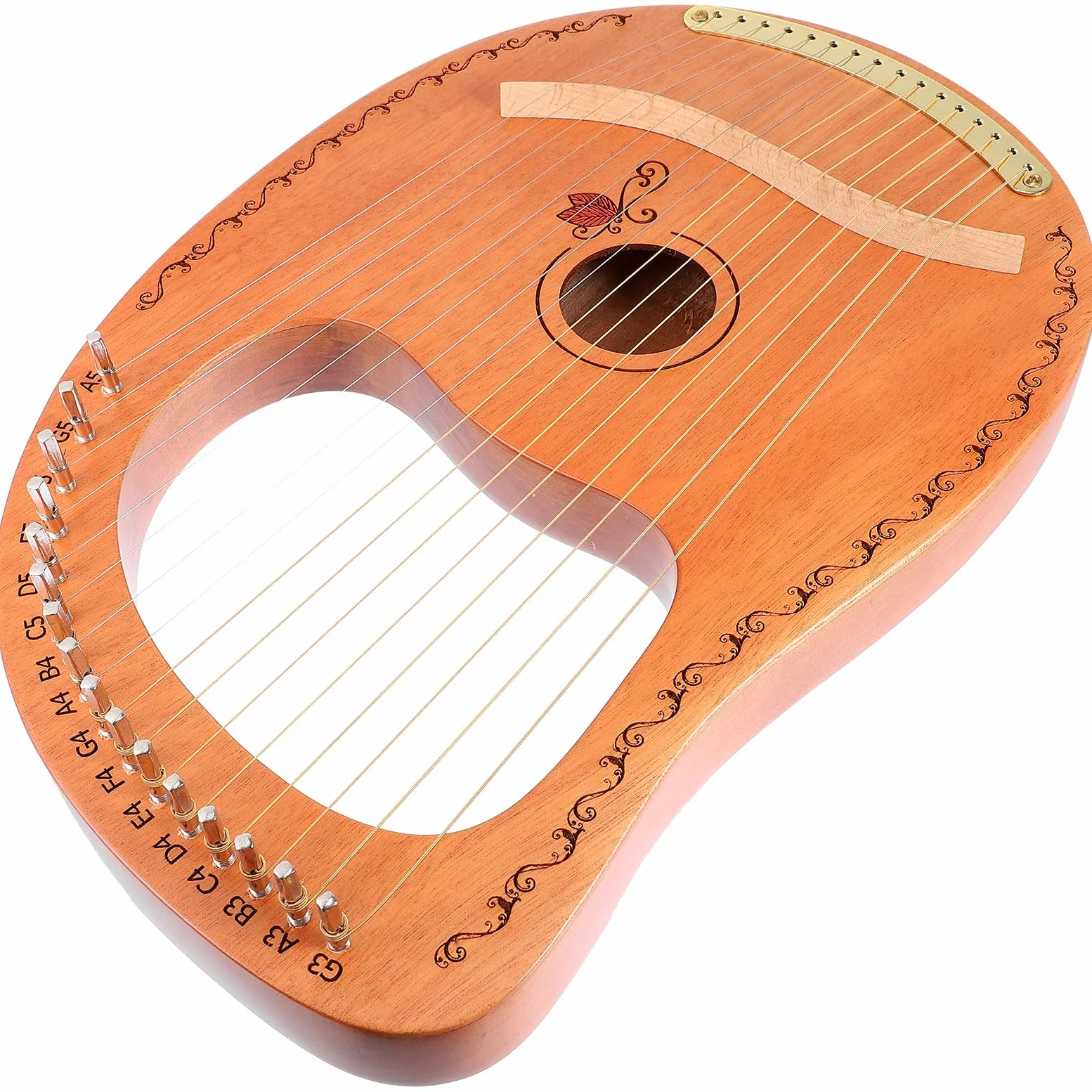 Veemoon Strumento Musicale Delicato in Legno Effetto Sustain Prolungato Lira Portatile 16 Corde e Trasporto Semplice per Esecuzioni Pratiche