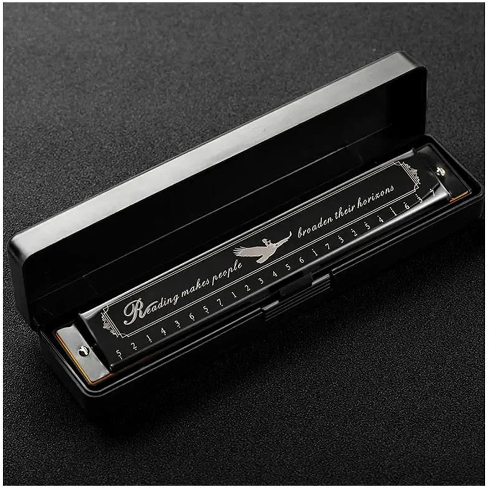 Per Adulti armonica Tremolo Armonica Cromatica Kongsheng Armonica A Bocca Professionale Polifonica A 24 Fori In Do 24 Armoniche Kong Sheng(Black)