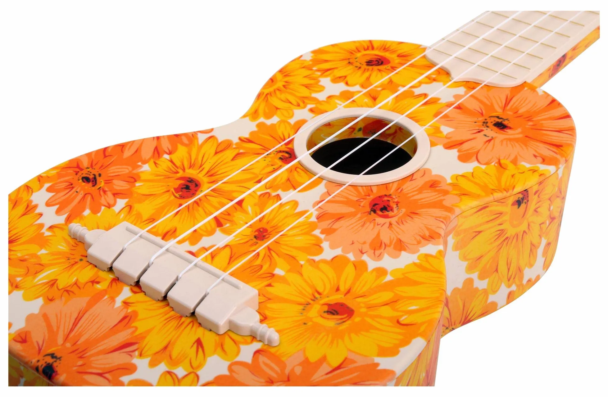 Classic Cantabile BeachBuddy Beachflower Set Ukulele incl. Accordatore | Classic Cantabile Sopran Ukulele, Resiste a umidità e sbalzi di temperatura, Scala sopranino, 12 tasti, Design originale
