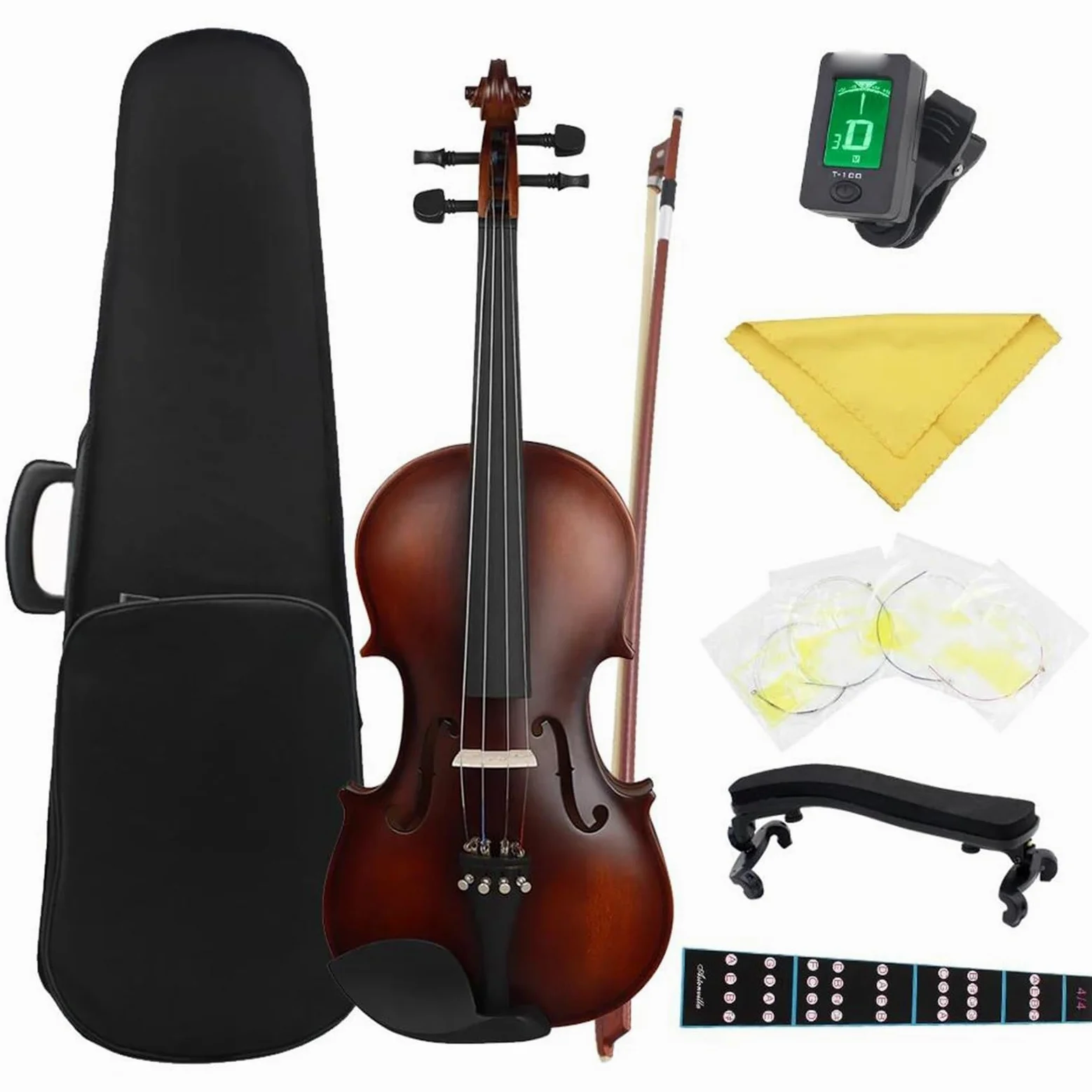 Violini Professionali Violino Acustico In Legno Massello Retrò Opaco In Tiglio Con Custodiacorde Per Arco Accordatore Per Poggiaspalla