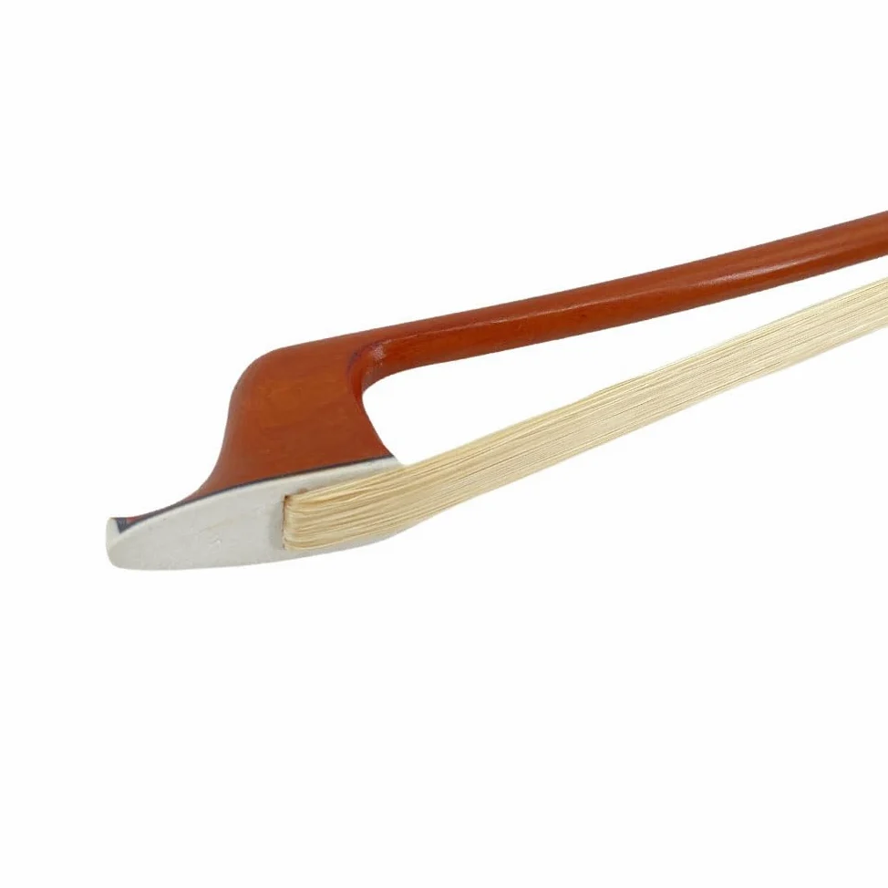 Archetto per contrabbasso 3/4 stile francese in legno di Brasile con rana in ebano naturale Mongolia Bow Hair ben bilanciato