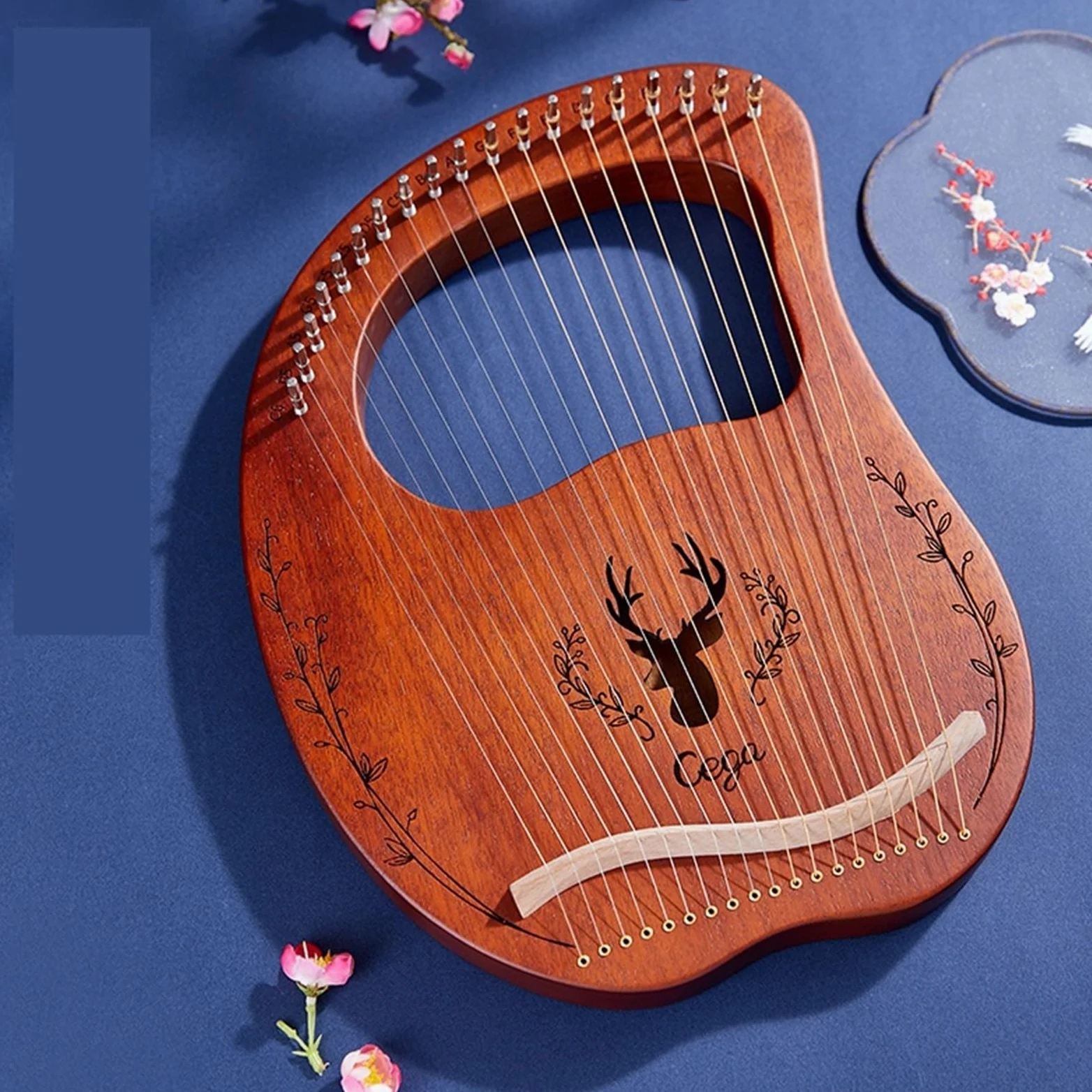 Lyre Harp 19,21,24,32 Corde In Metallo Strumento Musicale Principiante Portatile Arpa Lira Con Custodia, Chiave Di Accordatura, Corde Estratte, E Plettro(19-String Boxed - Coffee)