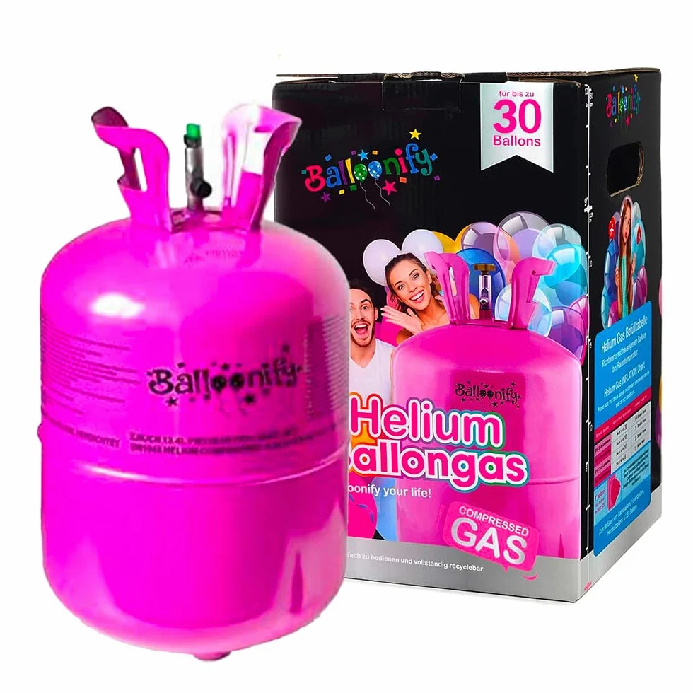 Bombola di gas elio 0,20 m³ elio per 30 palloncini, bottiglia usa e getta con gas elio, ideale per compleanni, feste, matrimoni, palloncini | bombola di gas usa e getta riciclabile