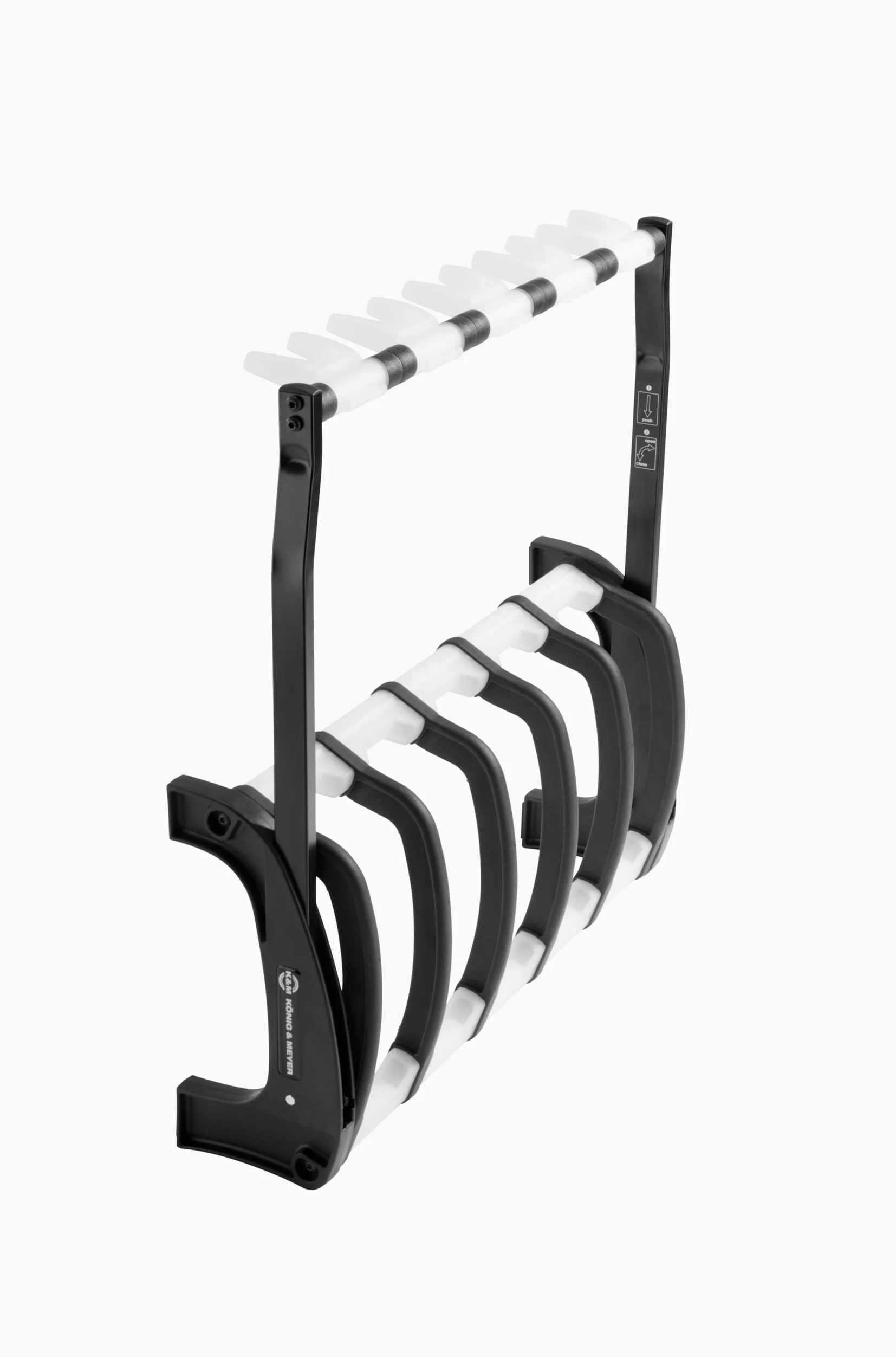K&M 17525 Supporto per chitarra elettrica Guardian 5 a 5 scomparti neri con elementi trasparenti - utile per vernici nitro