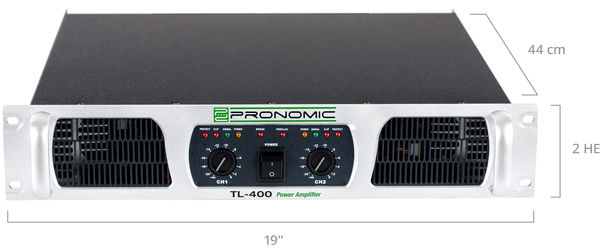 Pronomic TL-400 Finale - Amplificatore Stereo 2x1000W@2O - Ventola a Temperatura - Modalità Parallel, Stereo, Bridge - Circuiti Protezione - Uscita Class AB.