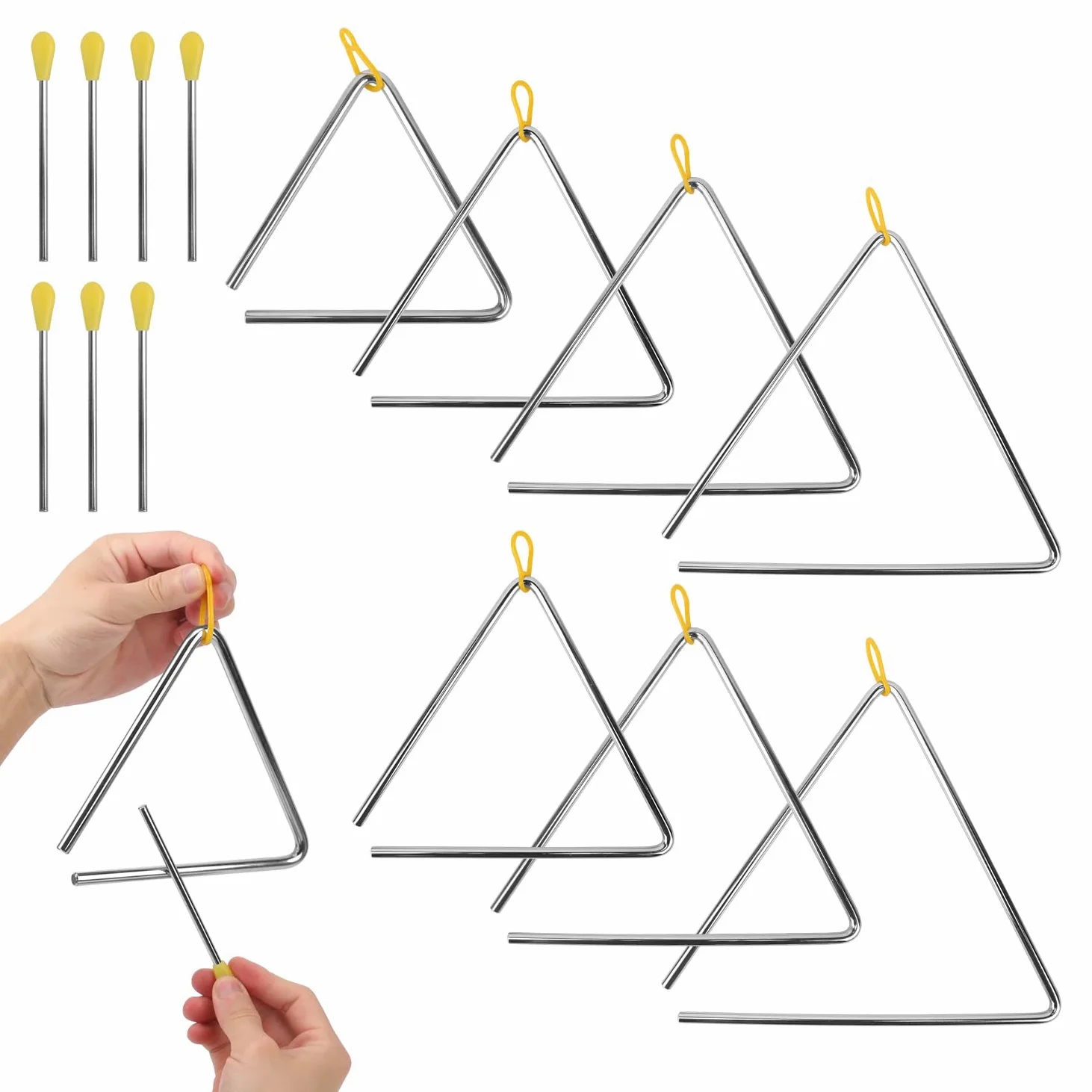 8 strumenti musicali a percussione triangolare, strumento triangolare con percussione, strumento a percussione ritmica a mano per lezioni di musica, concerti, esibizioni di band, feste (7/8/9