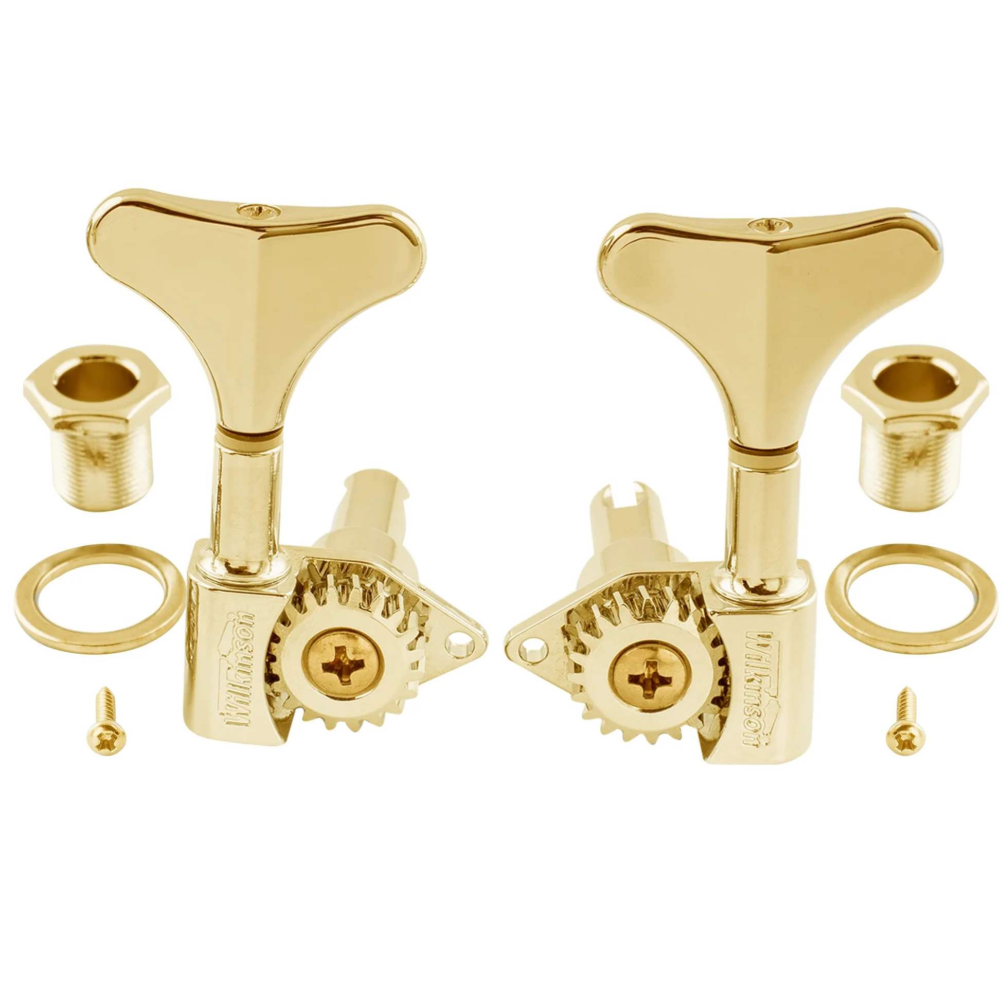 Wilkinson WJB750 L2+R2 Meccaniche Basso Ratio 1:20 Bass Tuners Tuning Pegs per Basso Elettrico 4 Corde Ibanez Style, Dorato