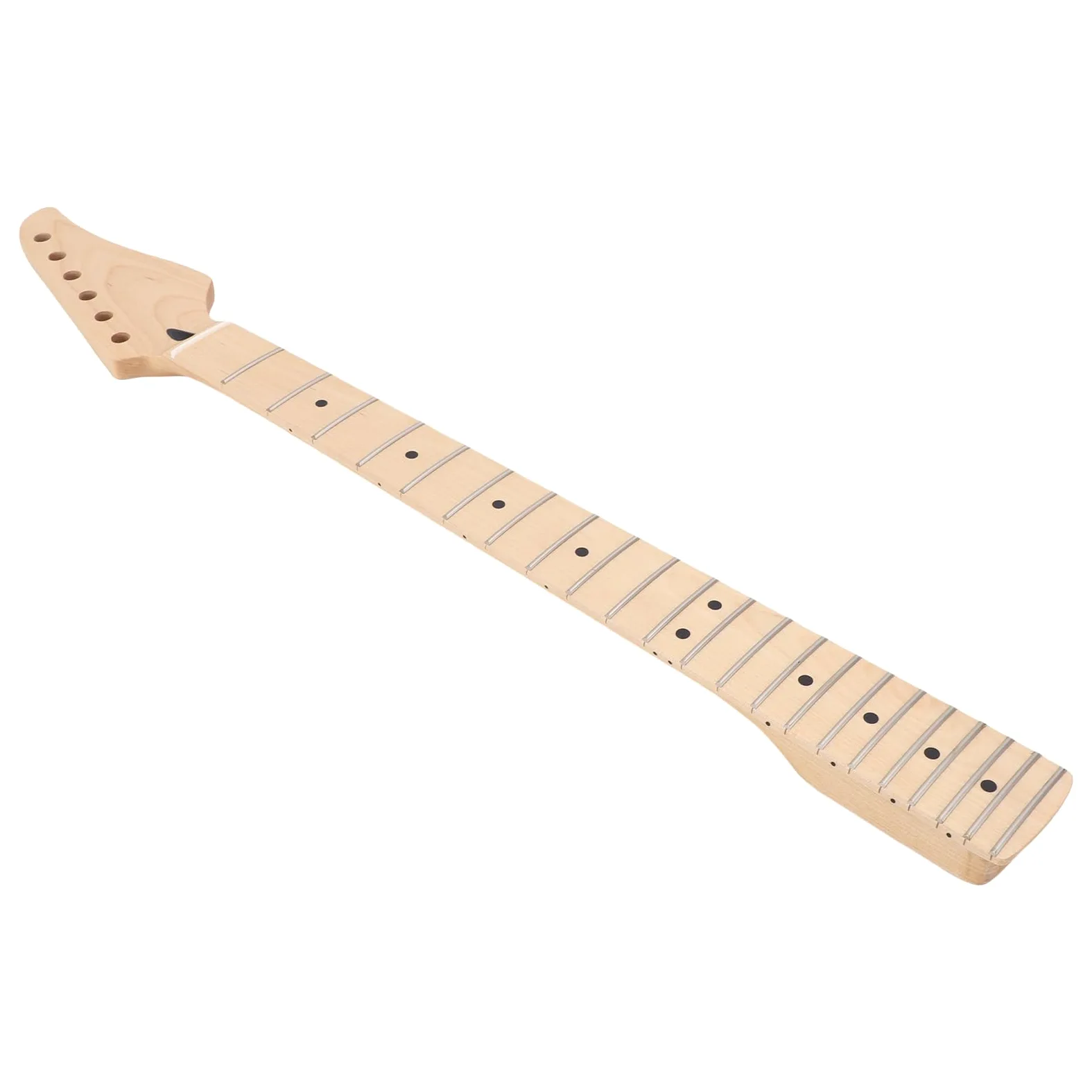 Fockety Manico per chitarra elettrica di ricambio ST, truss rod a doppia azione, tastiera in acero per mano destra, 22 tasti, capotasto in osso, fori di accordatura preforati da 10 mm