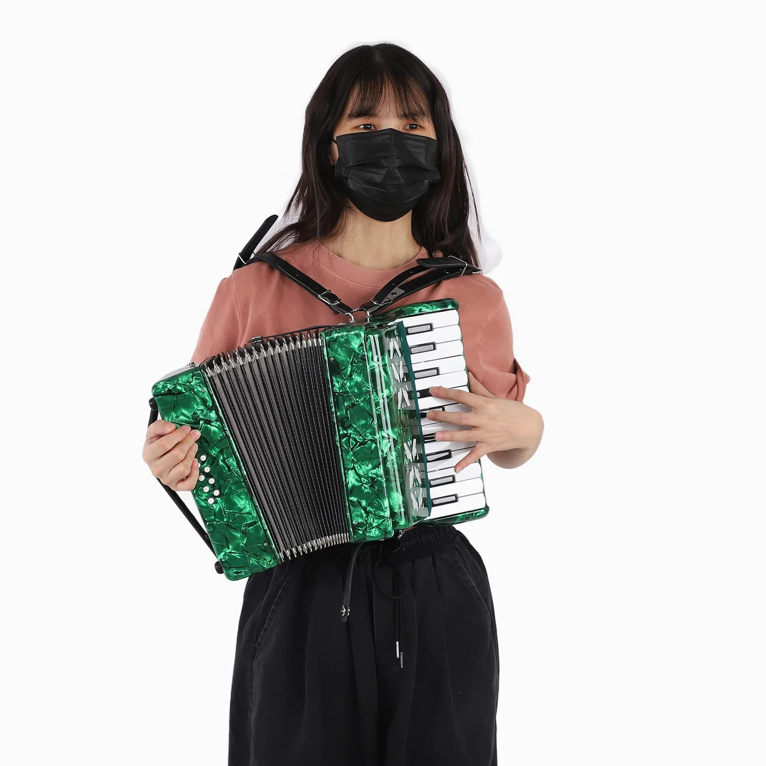 Fisarmonica a 22 Tasti e 8 Bassi, Fisarmonica a Mano per Principianti, Strumenti Musicali a Fisarmonica Professionali Dotati di Ance Premium e Cinghie Regolabili per Performance