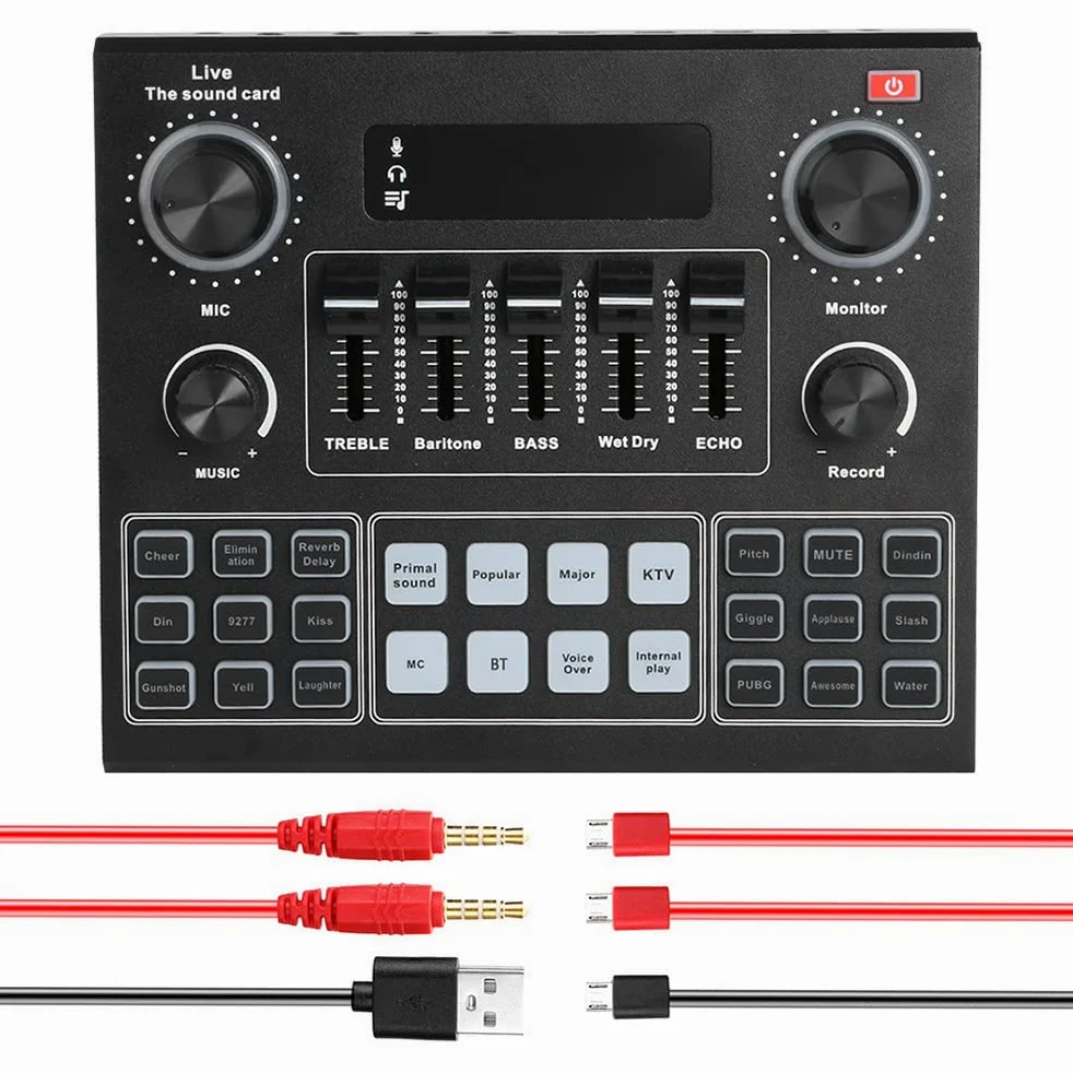Scheda Mixer Audio Bluetooth Mini, Scheda Audio Live con Vari Effetti sonori, Scheda Audio Cambia Voce in Streaming Live per la Registrazione di Musica, Trasmissione di canti