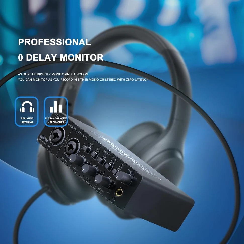 BOMGE U202 Interfaccia Audio USB con Preamplificatore Microfono Porte XLR/TSR/TS, 48V, Risoluzione 32-Bit/192kHz per Registrazione su Computer, Streaming, Podcasting