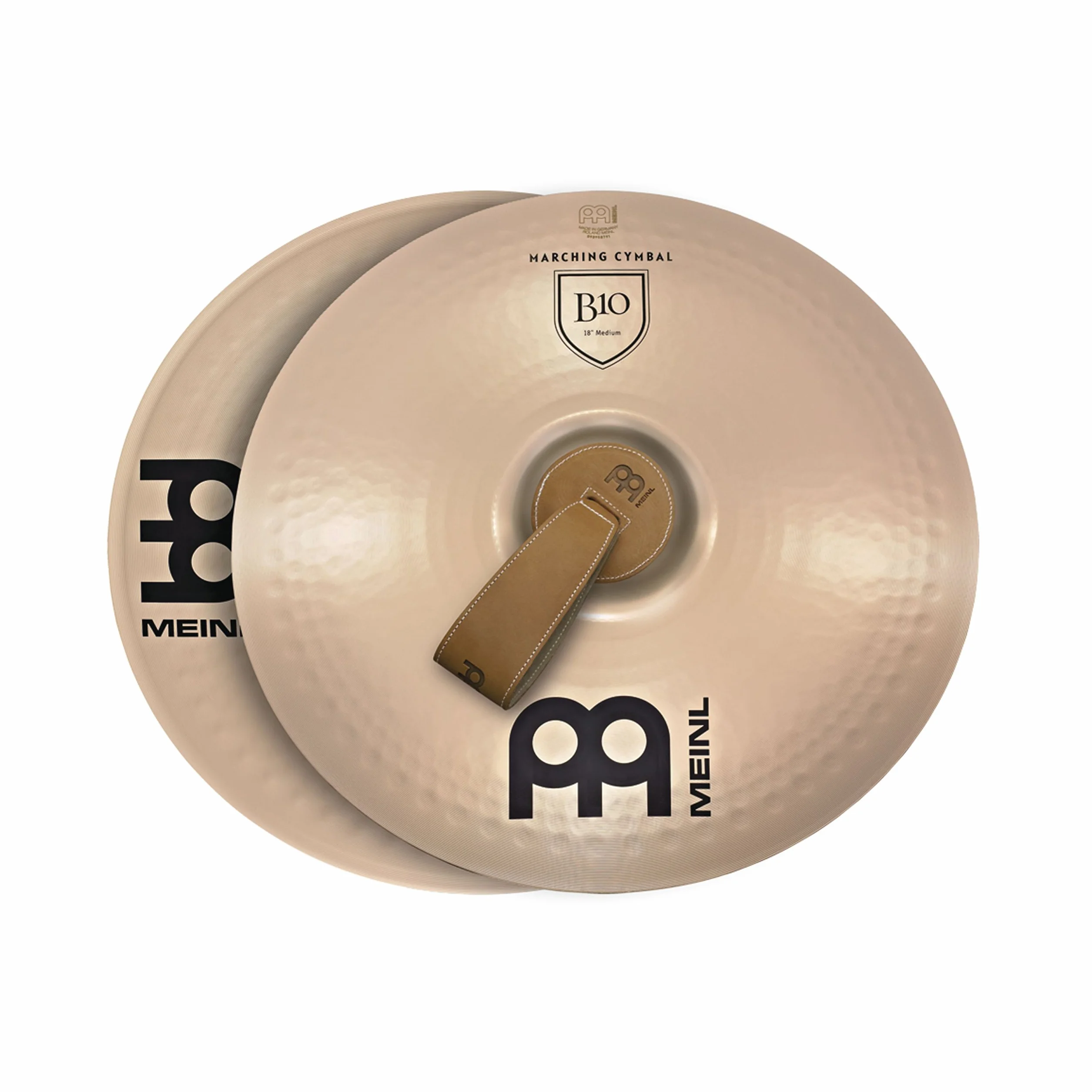 Meinl Cymbals MA-B10-16M - Coppia di piatti da banda, medi in Bronzo, 40,6 cm (16"), con cinghie da impugnatura BR5
