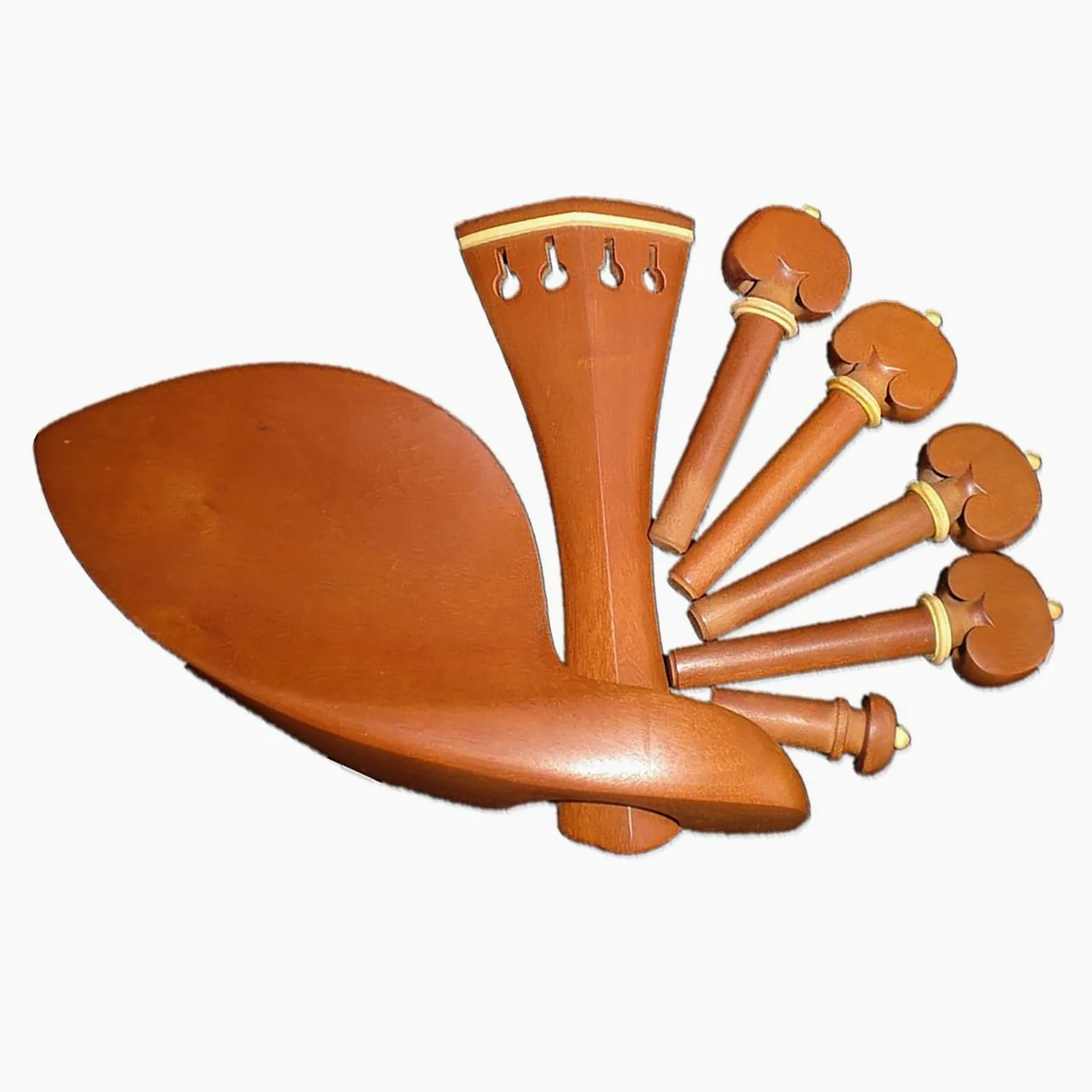 accessori per violino Set completo di accessori per violino Accordatori in legno di giuggiola Mentoniera Mandrino Cordiera Bottoni di coda Set completo intarsiato con corda di coda senza vite di bosso