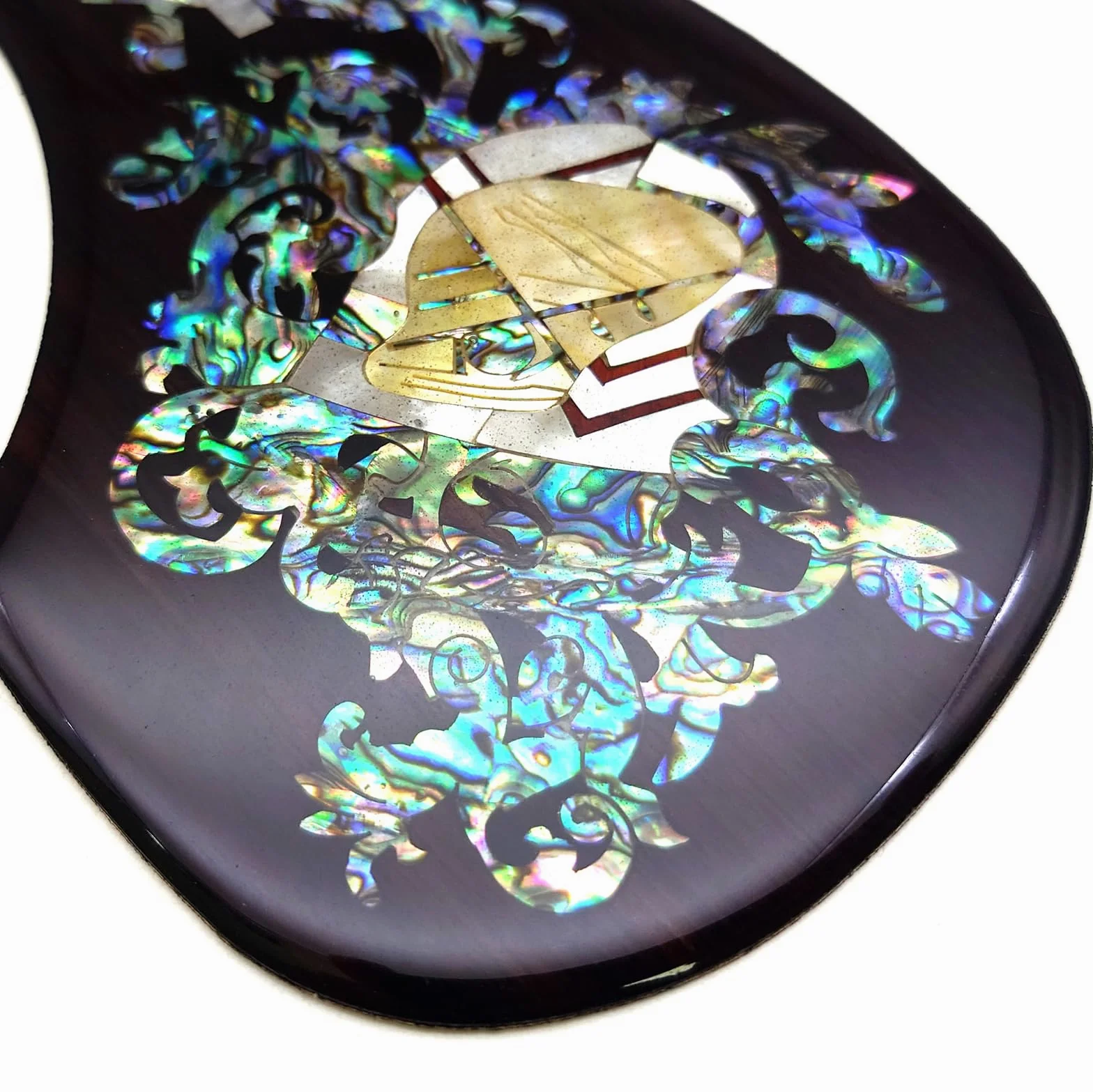Soild Battipenna per chitarra acustica in palissandro intarsiato in legno massello con fiore di abalone autoadesivo per chitarra Martin D-45 e Taylor o piastra da grattare per chitarra acustica folk