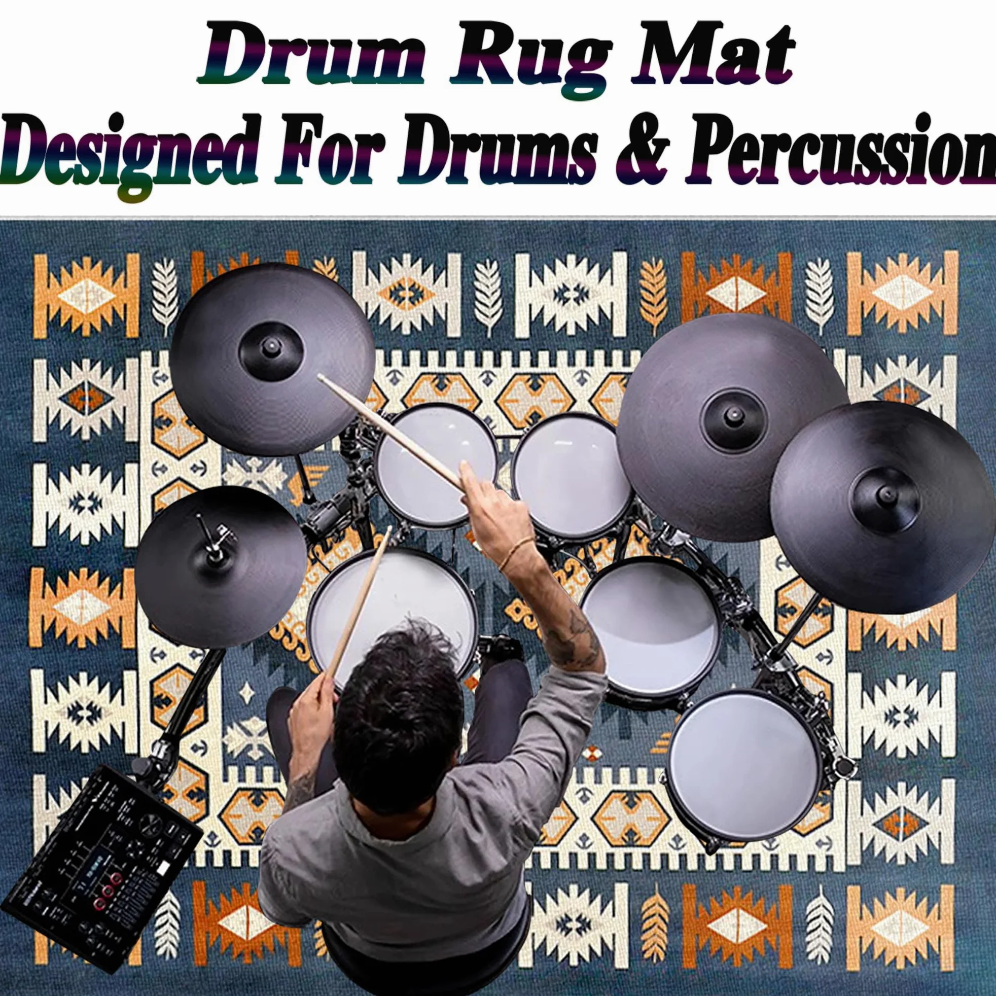 Tappeto Batteria Tappeto per Batteria Tappetino Insonorizzato Antiscivolo Batteria Elettronica Tappeto Drum Tappeto Professionale per Batteria e Strumenti a Percussione Drum Carpet 230 x 180 cm