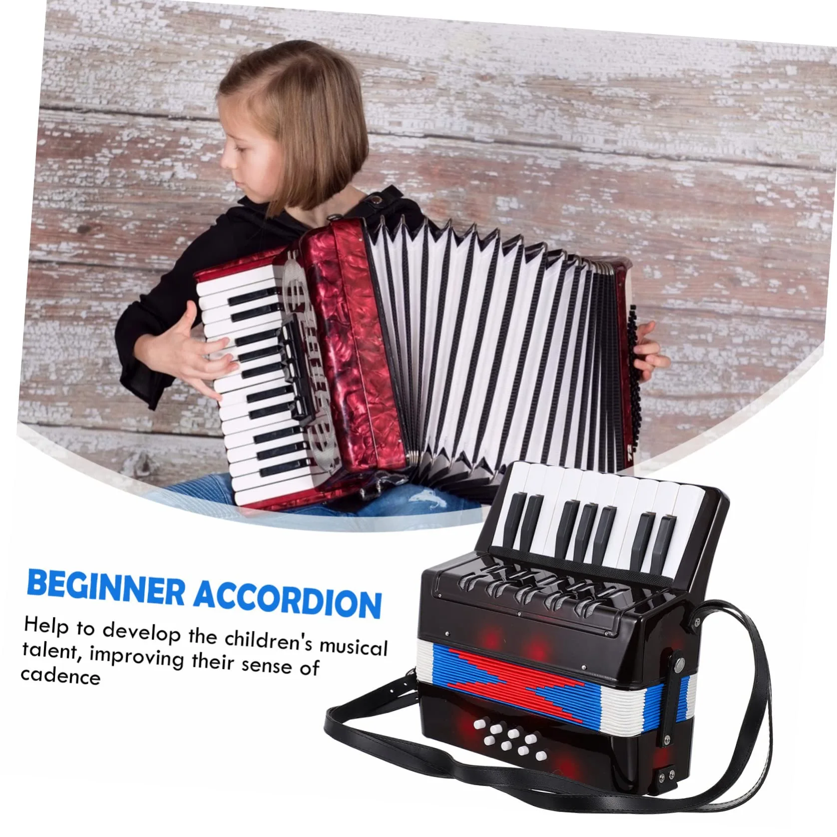 NOLITOY Strumento Musicale Organetto per Educativo Portatile Accordéon Leggero con Suono Chiaro per Sviluppo Cognitivo e Coordinazione Occhio Mano