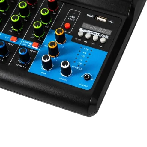 audio DJ mixer soundboard a 5 canali 48 V alimentazione phantom con Bluetooth USB MP3 Stereo Live DJ Studio Streaming per registrazioni professionali feste sul palco KTV