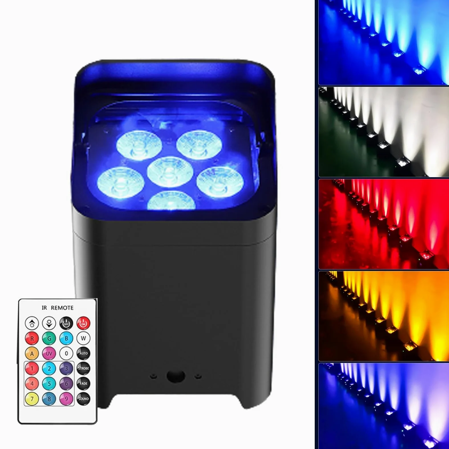 6x18W LED Par Light RGBW DMX Stage Flat Par Effetto di Illuminazione DJ Disco Party Holiday Christmas Bar Matrimonio Compleanno Show Lights (Color : Black, Size : 108W)