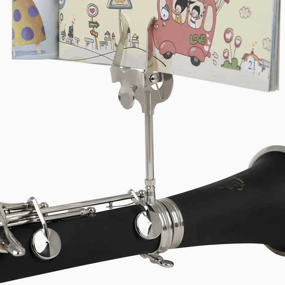 Leggio Portatile per Lira da Marcia, Piccolo per Tromba, Clarinetto, Cornetta, Flicorno, Campana a Morsetto Soundman per Clarinetto in SIB