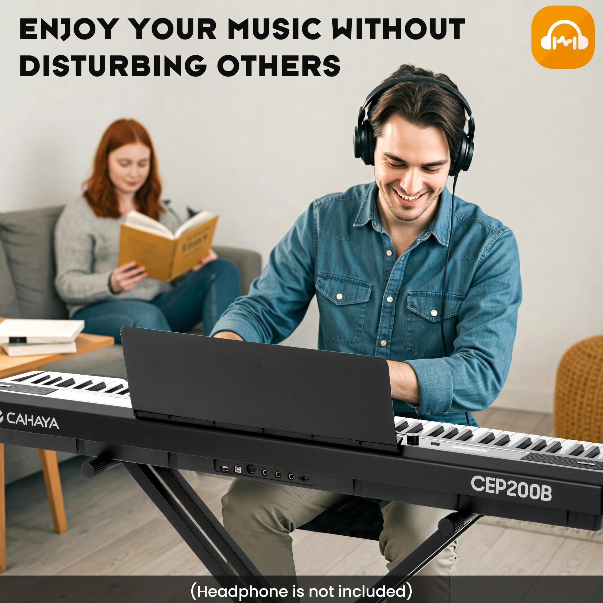 CAHAYA Pianoforte Digitale a 88 Tasti – Piano Elettrico Semipesato per Principianti con Supporto a Doppia X, 3 Pedali e Leggio