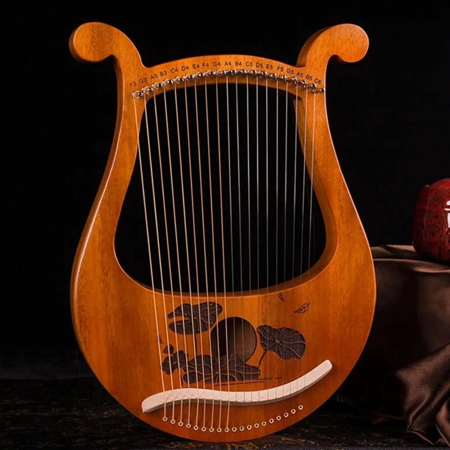 Arpa a Lira Arpa a Lira Strumento Musicale in Legno Arpa a Lira con Corda for Chiave di accordatura(Rose)