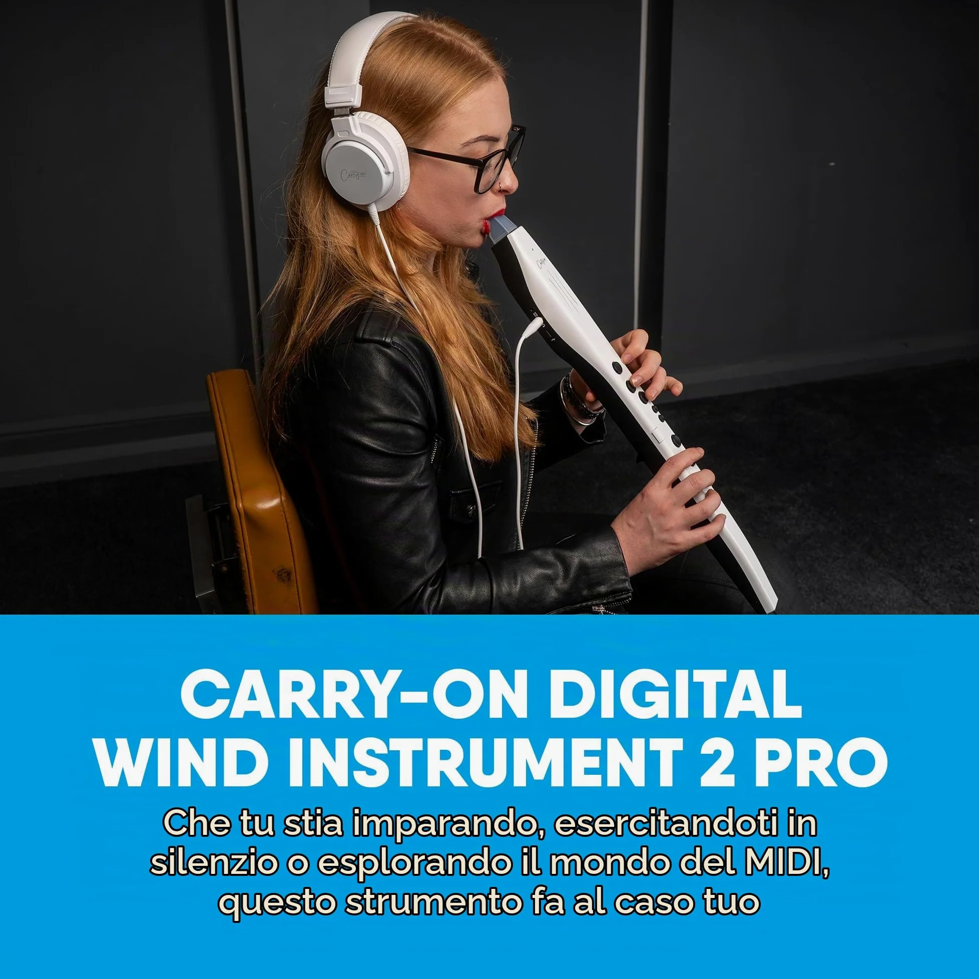 Carry-on Digital Wind Instrument Pro - 65 voci, batteria ricaricabile USB integrata, uscita cuffie per esercitazioni silenziose, registratore digitale Midi Over Bluetooth