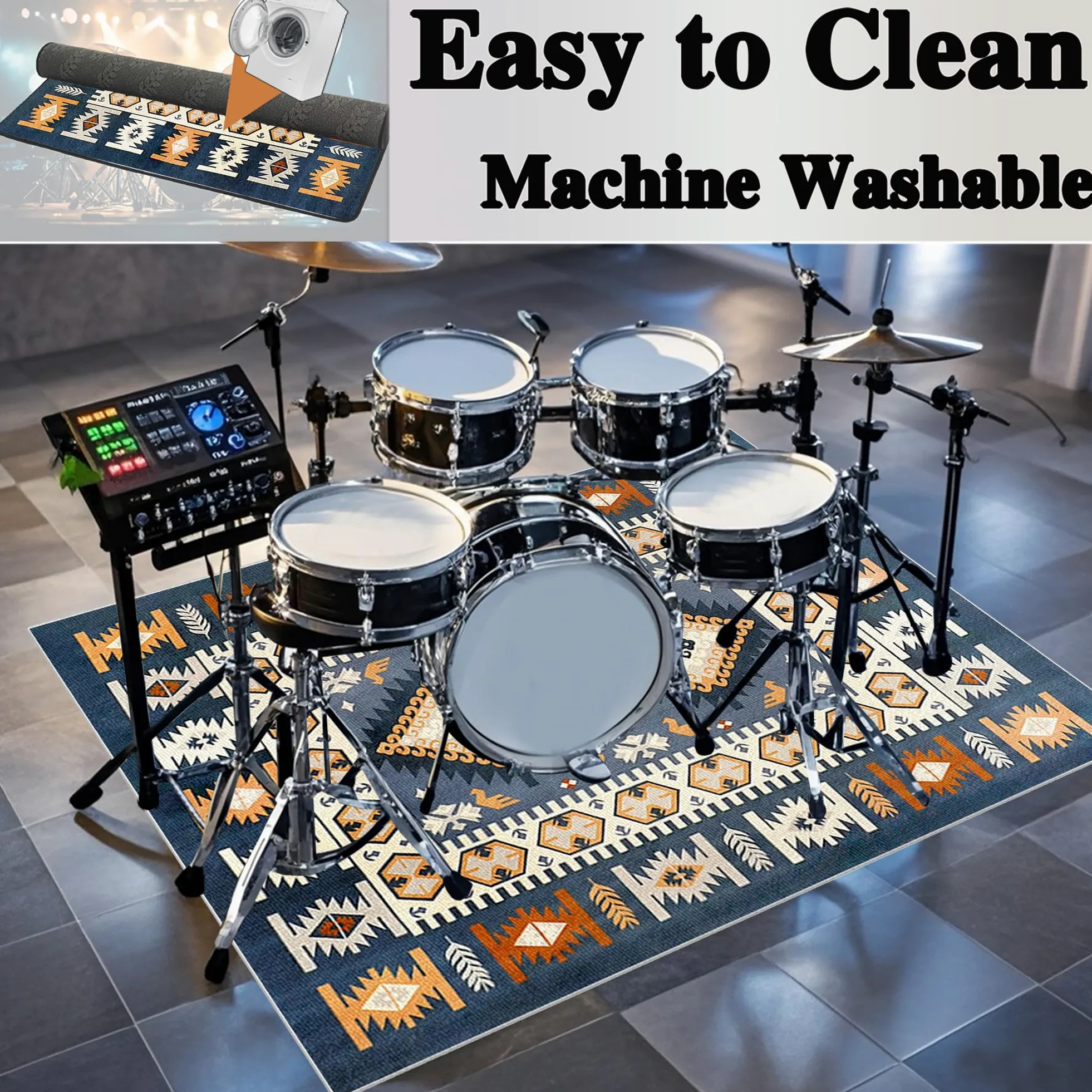 Tappeto Batteria Tappeto per Batteria Tappetino Insonorizzato Antiscivolo Batteria Elettronica Tappeto Drum Tappeto Professionale per Batteria e Strumenti a Percussione Drum Carpet 230 x 180 cm