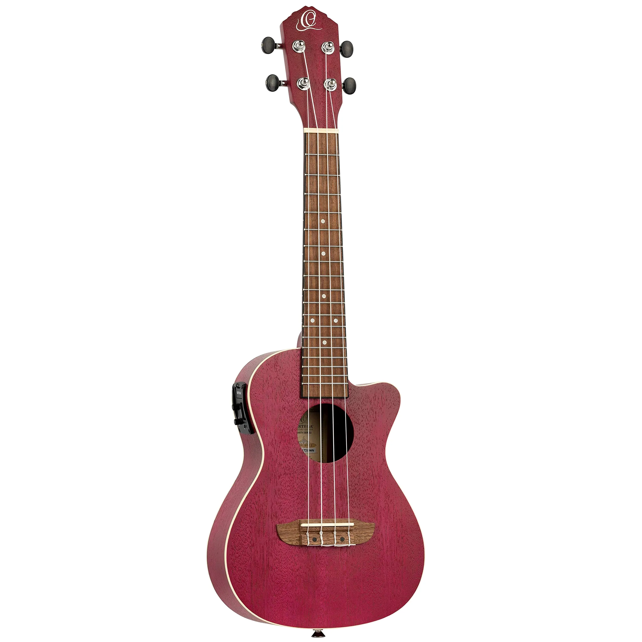 Ortega Guitars Ukulele Concerto Elettro-Acustico – Earth Series – con Cutaway – Okoume, Berry-Coloured (RURUBY-CE)