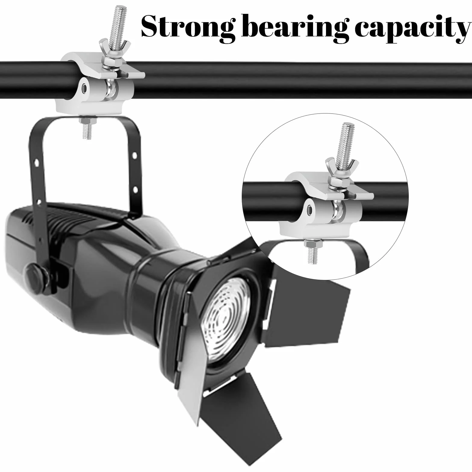 2 Pcs Morsetto per Luci DJ da Palco 38-54mm, O-Clamp Morsetto a Gancio in Lega di Alluminio, Montare Morsetti Mezzo Accoppiatore con Dadi Ad Alette, Morsetto da Palcoscenico per Luci, Carico 150kg