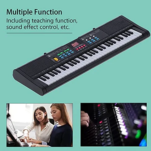 Mini Piano Electrico, Tastiera Pianoforte 61 Tasti Tastiera Pianoforte Tastiera Elettronica Portatile Strumento Musicale 61 Key Piano Keyboard per Principianti Bambini Nero Pianola