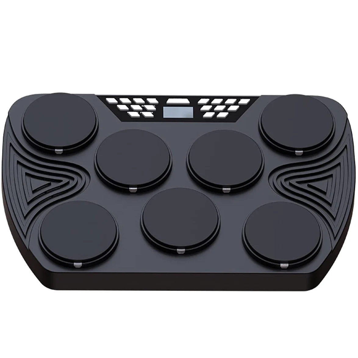 Batteria elettronica portatile, tamburo da tavolo con 7 pad sensibili alla velocità, supporto per pad batteria ricaricabile integrato, ingresso audio per registrazione, per bambini e principianti