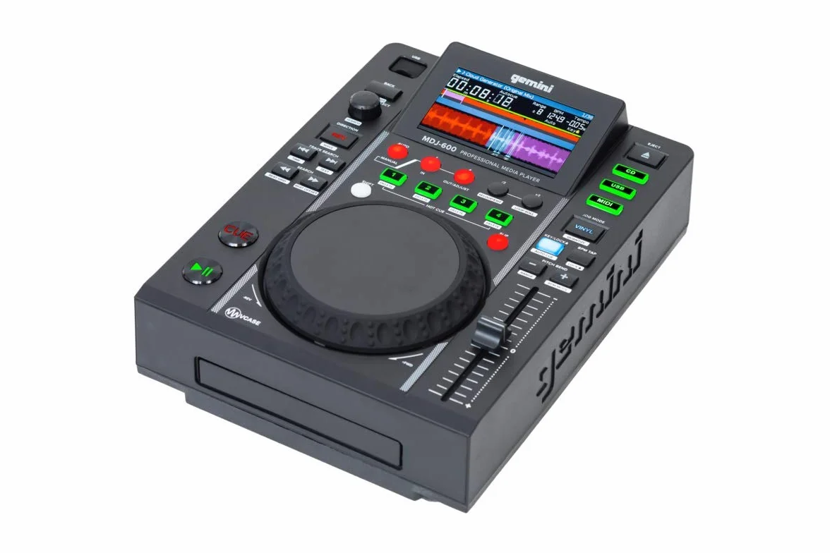Gemini Sound MDJ-600 - Player Professionale CD / Media con Loop per Auto / Manuale, Schermo a Colori, MIDI, 24 Bit / 192khz Soundcard