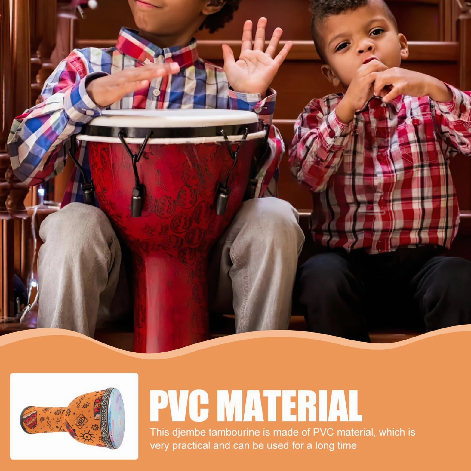 Garneck Tamburo Djembe Tamburo Bongo Professionale 8 Pollici Tamburello Stile Africano Occidentale Illuminazione Della Infanzia Strumenti Musicali Di Halloween Per Bambini
