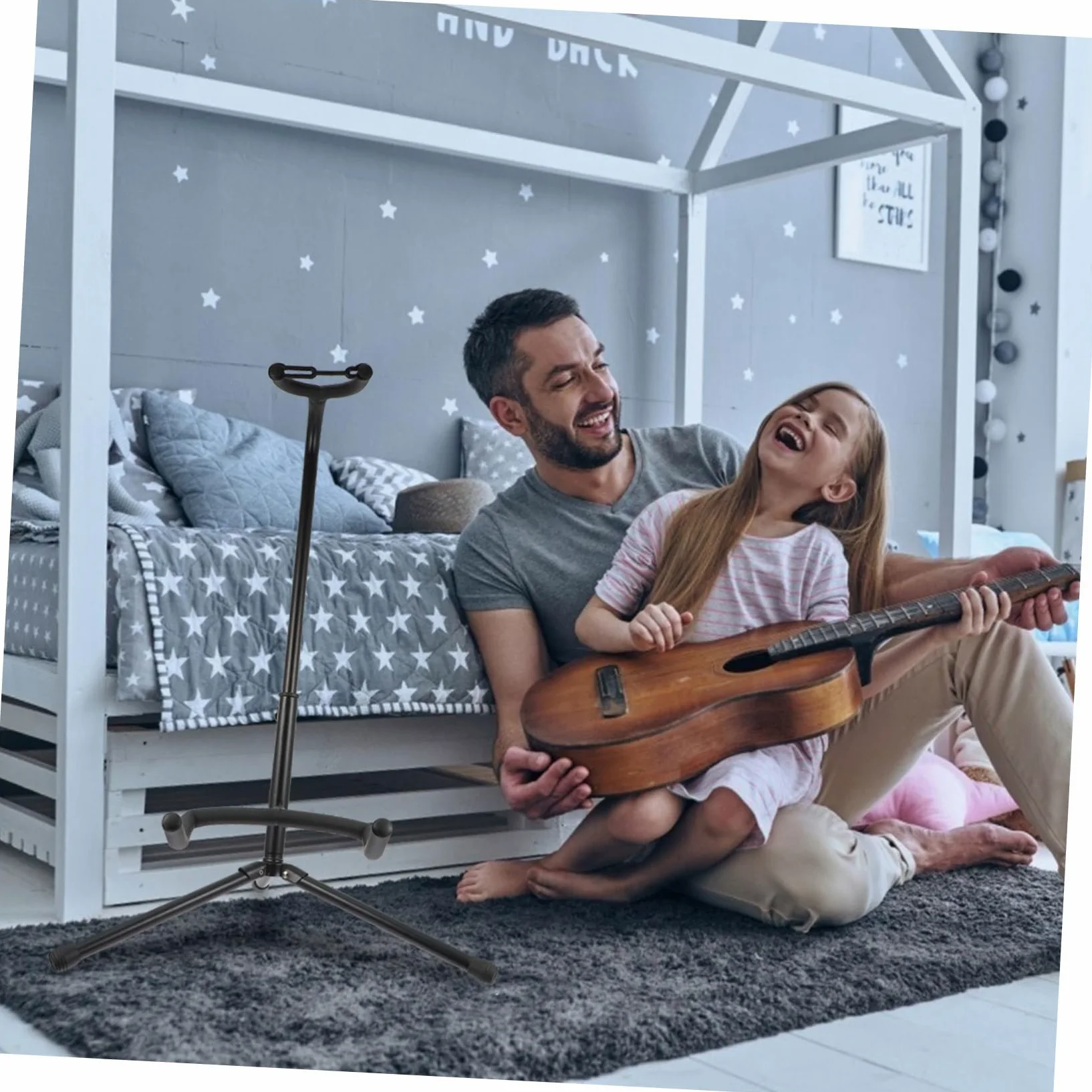 Supporto Pieghevole per Chitarra, Espositore Verticale Stabile e Leggero, in Ferro, Spugna e Abs, per Negozio di Chitarre