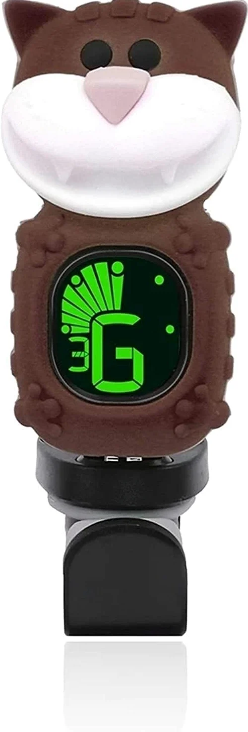 Cartoon Cat Clip-On Tuner Display LCD for Chitarra cromatica Basso Violino Ukulele Strumento a Corde(Brown)