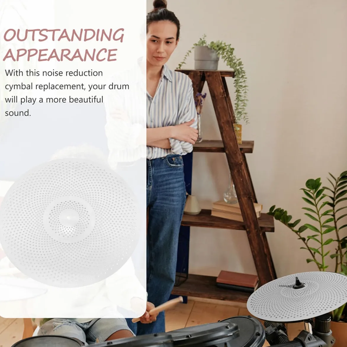 Set 2 Piatti per Batteria Silenziosi in Lega da 14 e 16 Pollici Piatti Professionali per Batteria Jazz Riduzione Rumore Accessori per Uso Domestico e Prove