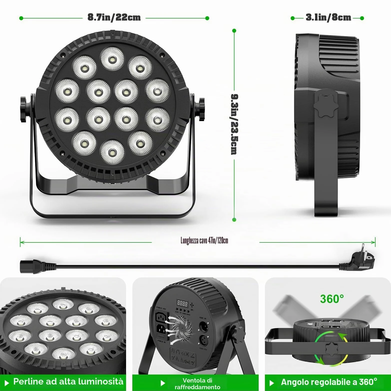 4 faretti LED Par con borsa, 14X6W LED per palcoscenico RGBW 4 in 1, DMX512 luci per feste con telecomando illuminazione per Stage DJ Party Show Bar Halloween Natale