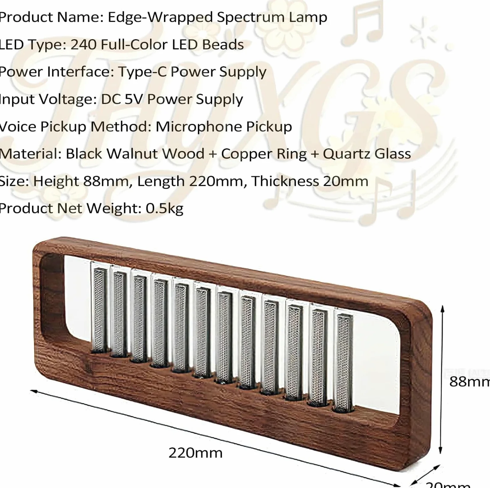 Lampada analizzatore di spettro audio, display RGB per pickup audio, luce tubolare Nixie musica, pickup microfono ad alta sensibilità, 7 modalità preimpostate, perfetta per gli appassionati di musica