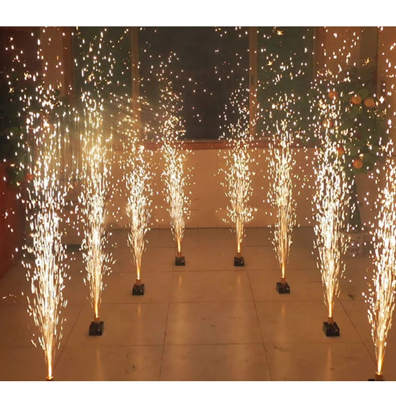 DOGC Accenditore per Fuochi D'Artificio A Freddo, Fuochi D'Artificio per Mini Fontane, 4/6/8 Pezzi Sistema Pirotecnico con Sparkler per Matrimoni, con Telecomando/Valigia,8pcs