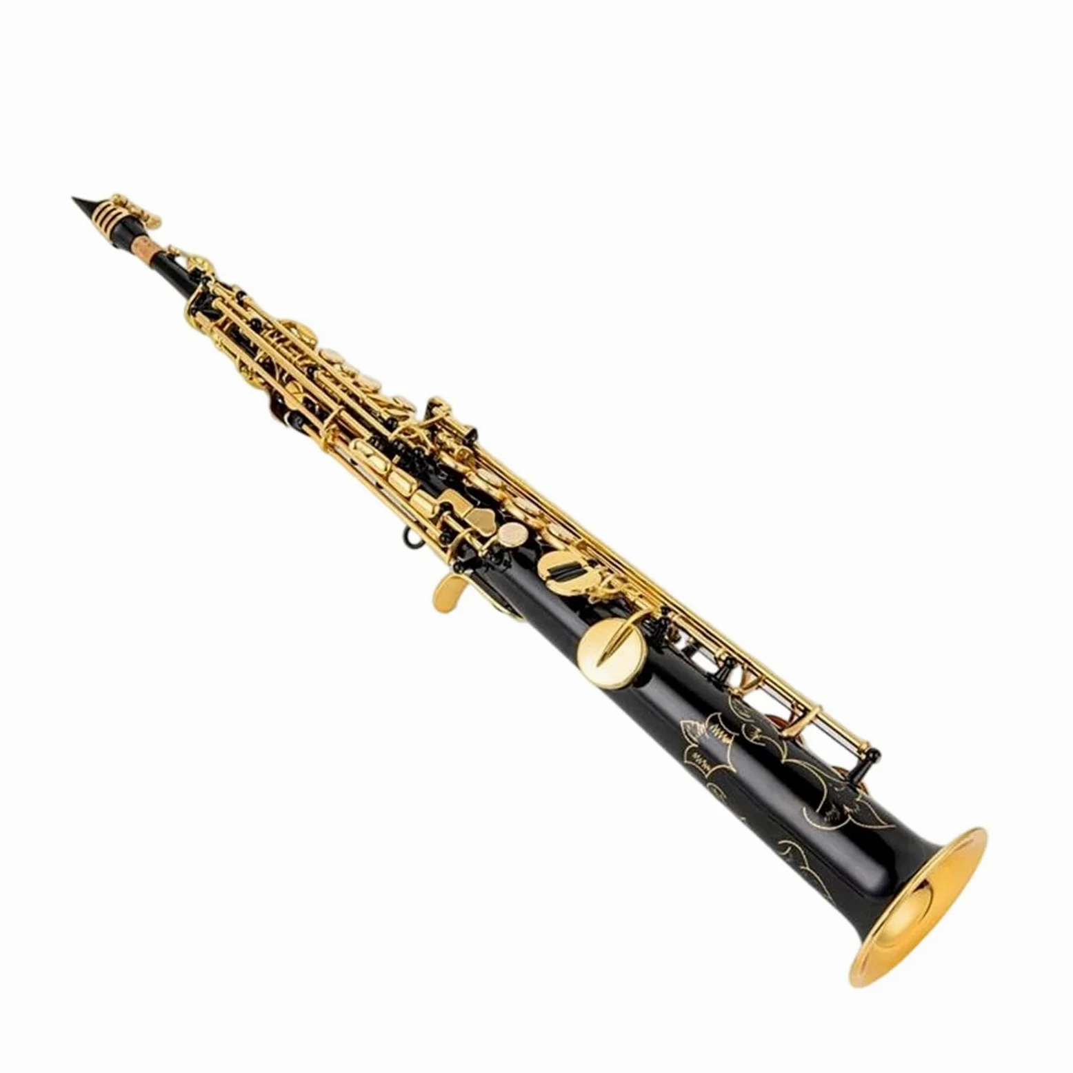 Sassofoni Per Principianti Sassofono Soprano In Si Bemolle Strumento Professionale Placcato Nero E Oro Con Due Colli Curvi(2)