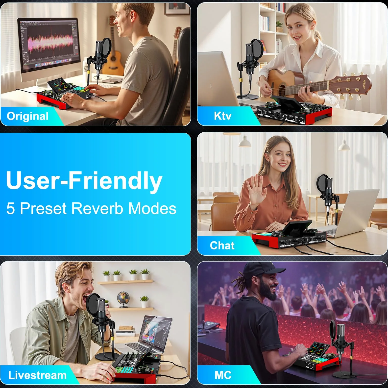 Bundle di microfoni per podcast con mixer audio live, bundle di attrezzature per podcast con microfono a condensatore da 3,5 mm (P15) per PC/telefono live streaming, canto, gaming, cambio voce