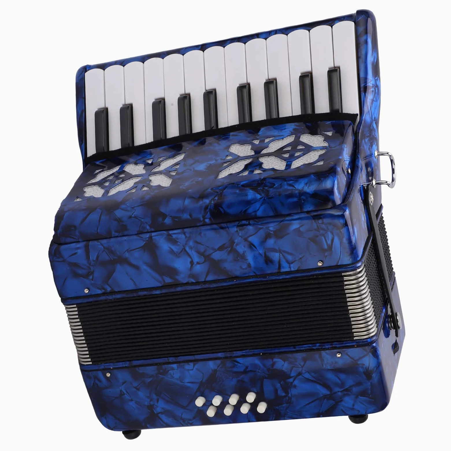 Tissting Fisarmonica Giocattolo 22 Tasti 8 Bassi, Strumento Musicale in Celluloide con Cinture Regolabili per Principianti e Bambini, Ideale per Esibizioni Domestiche e sul Palco (Dark Blue)