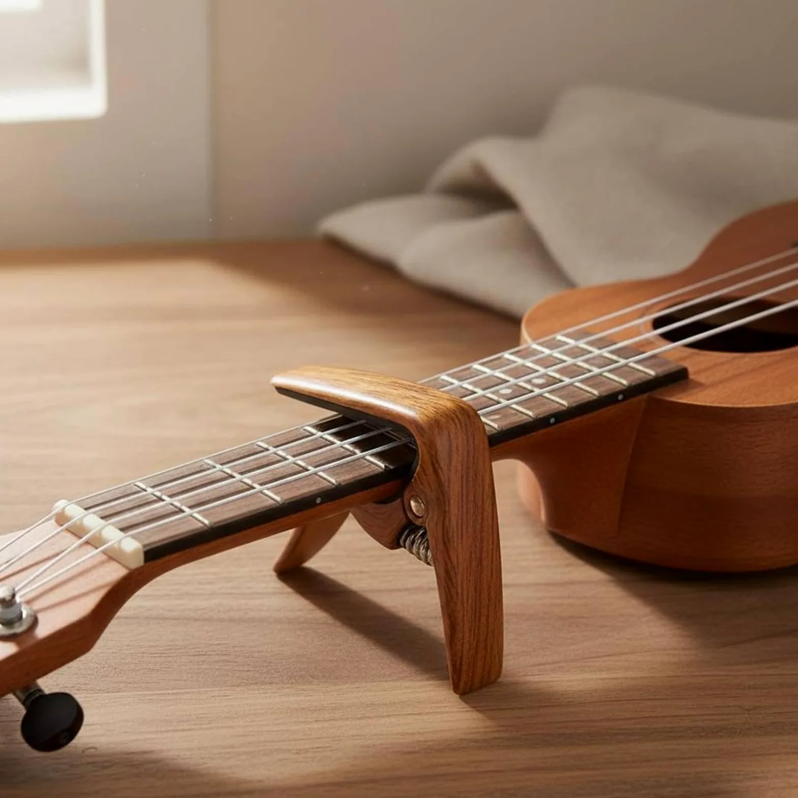 Accordatore per Ukulele a 5 Pezzi, Capotasto, Molla, Lega, Silicone, Antiscivolo, Sgancio Rapido, Tenuta Sicura, Regolazione Affidabile, Adatto per Sc, 6 pezzi