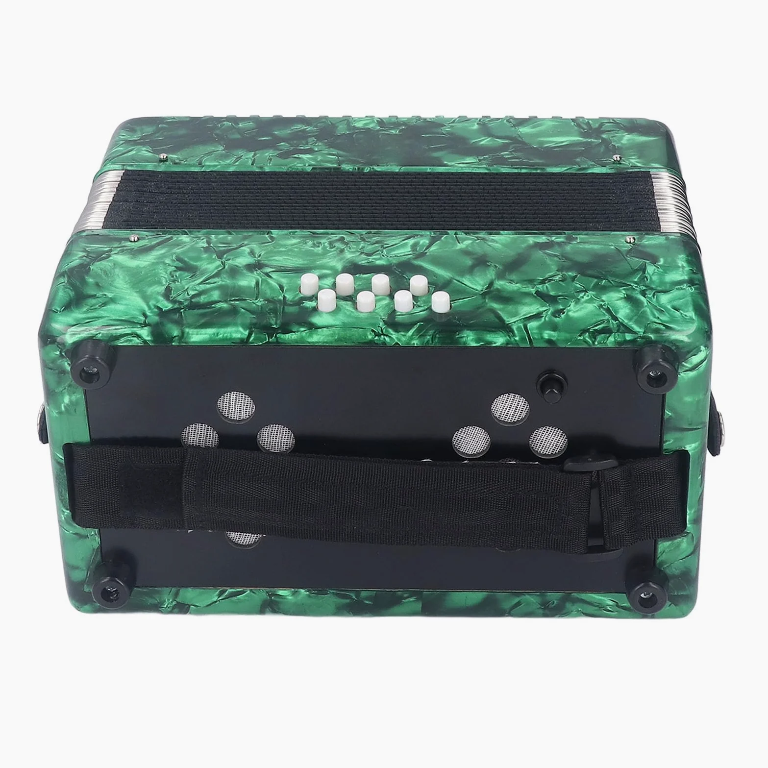 Fisarmonica 22 tasti 8 bassi, strumento musicale professionale per fisarmonica con bottoni sensibili allo scivolamento con tracolla per spettacoli professionali ed esami formali (Green)