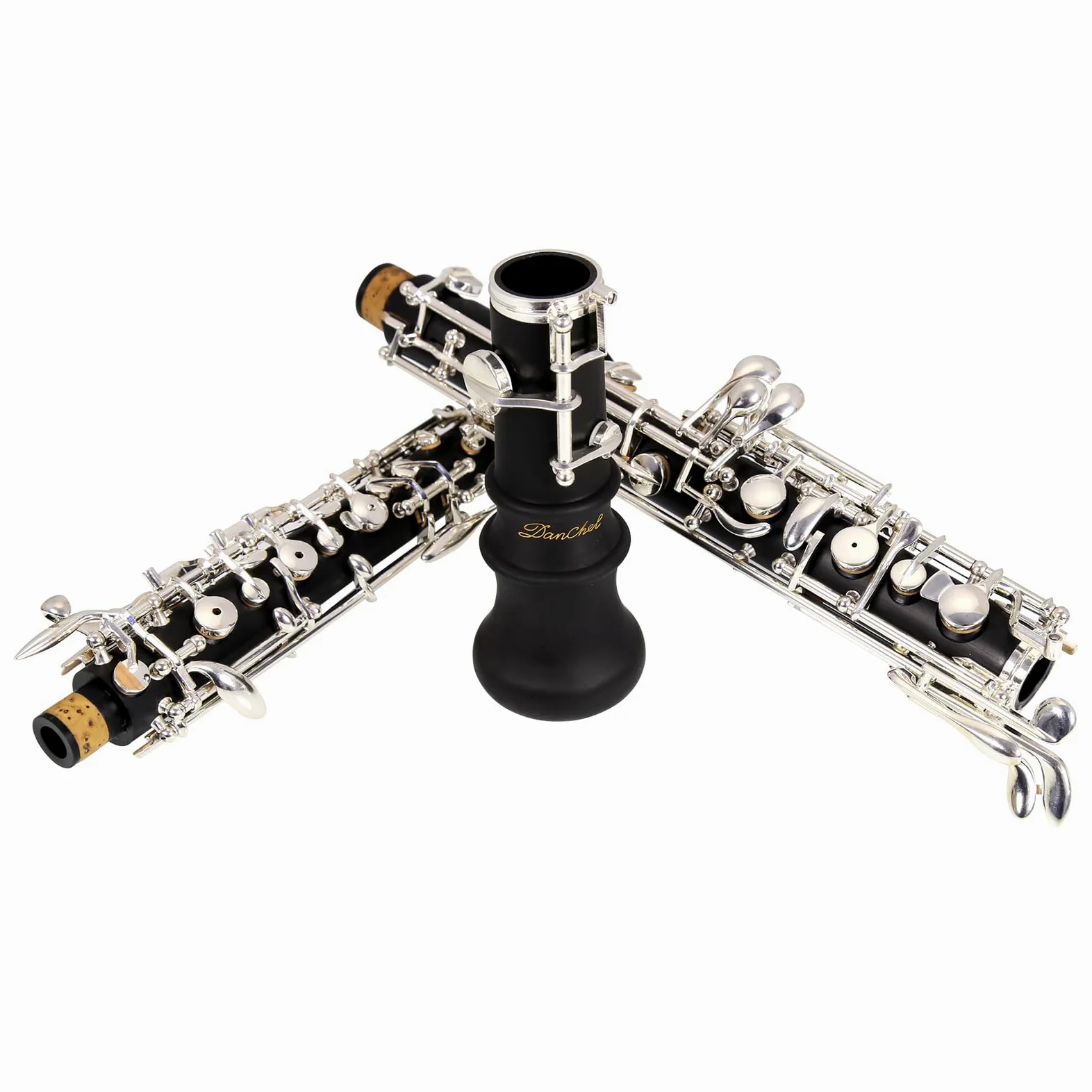 Oboe Beginner Student Level ABS Corpo Argento Semiautomatico C-Ton con foglia di tubo, panno per la pulizia, bastoncini, carta cipria, carta assorbente, supporto per pollice, cacciavite, guanti,