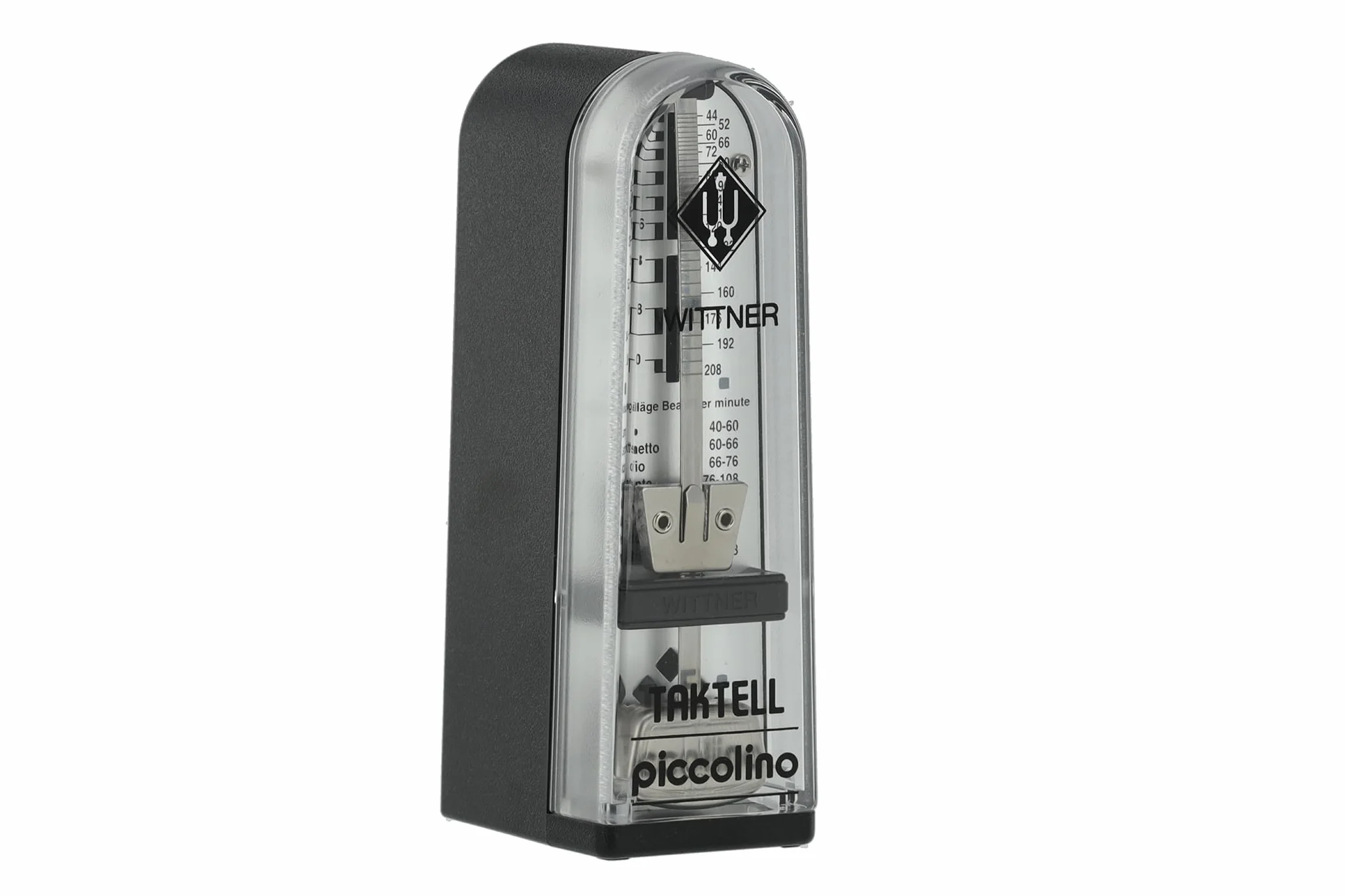 Wittner Metronomo Taktell Piccolino Serie 890 - Custodia in plastica - Senza campana - Nero - Meccanico a carica - Non sono necessarie batterie - Made in Germany